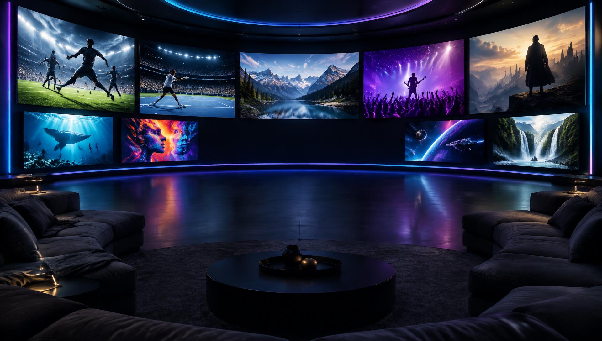 Centro de entretenimiento digital con deportes, películas y series